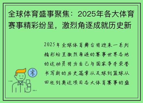 全球体育盛事聚焦：2025年各大体育赛事精彩纷呈，激烈角逐成就历史新篇章
